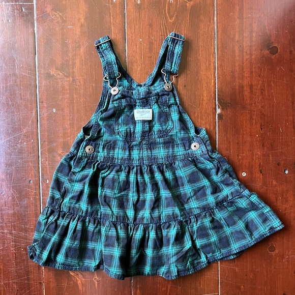 OshKosh B'gosh Other - Oshkosh overall dress plaid navy blue and green 4t